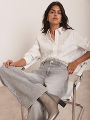 Mint Velvet White Sequin Lace Cotton Shirt - Image 1 of 8