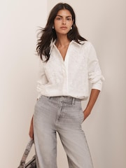 Mint Velvet White Sequin Lace Cotton Shirt - Image 3 of 8