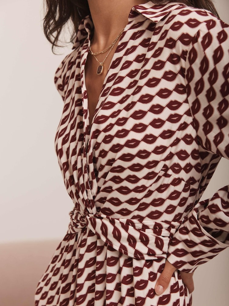 open lace back dress Sydney Red Belted Maxi Shirt Dress – Club L London main image 0