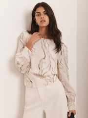 Mint Velvet Cream Marble Print Blouse - Image 1 of 8