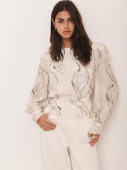Mint Velvet Cream Marble Print Blouse - Image 2 of 8