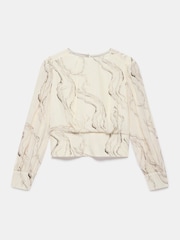 Mint Velvet Cream Marble Print Blouse - Image 7 of 8