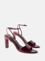 Mint Velvet Red Lou 90  Leather Peep Toe High Heels - Image 2 of 4