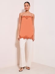 Friends Like These Deep Orange Longline Cami With Lace Trim - Image 2 of 2