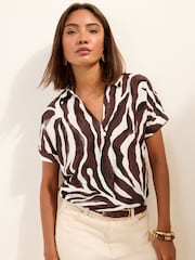 Friends Like These White Short Sleeve Button Detail Blouse With Collar - Image 2 of 5