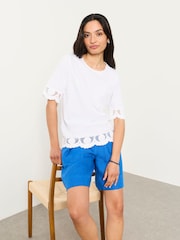 FatFace Chloe White Crochet Detail T-Shirt - Image 4 of 5