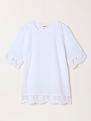 FatFace Chloe White Crochet Detail T-Shirt - Image 5 of 5