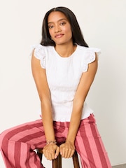 FatFace Betty White Shirred Top - Image 1 of 6