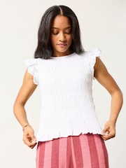 FatFace Betty White Shirred Top - Image 5 of 6