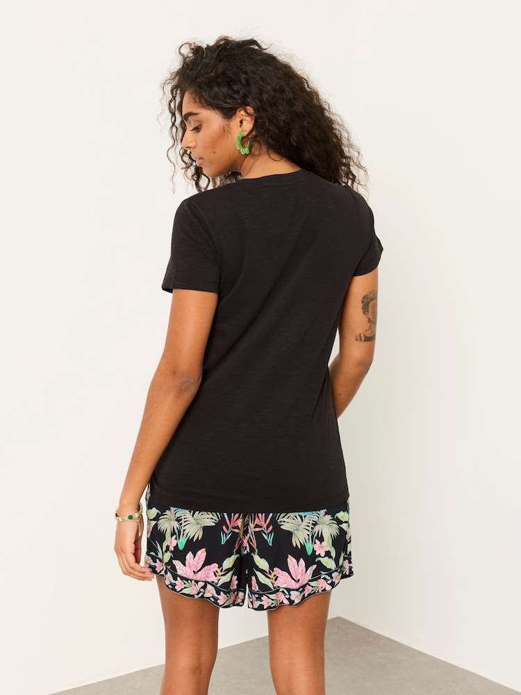 FatFace Demi Black V Neck T Shirt - Image 2 of 5