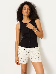 FatFace Rosa Black Button Ribbed Vest - Image 1 of 5