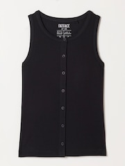 FatFace Rosa Black Button Ribbed Vest - Image 5 of 5