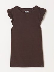 FatFace Chocolate Brown Frill Sleeveless Top - Image 1 of 1