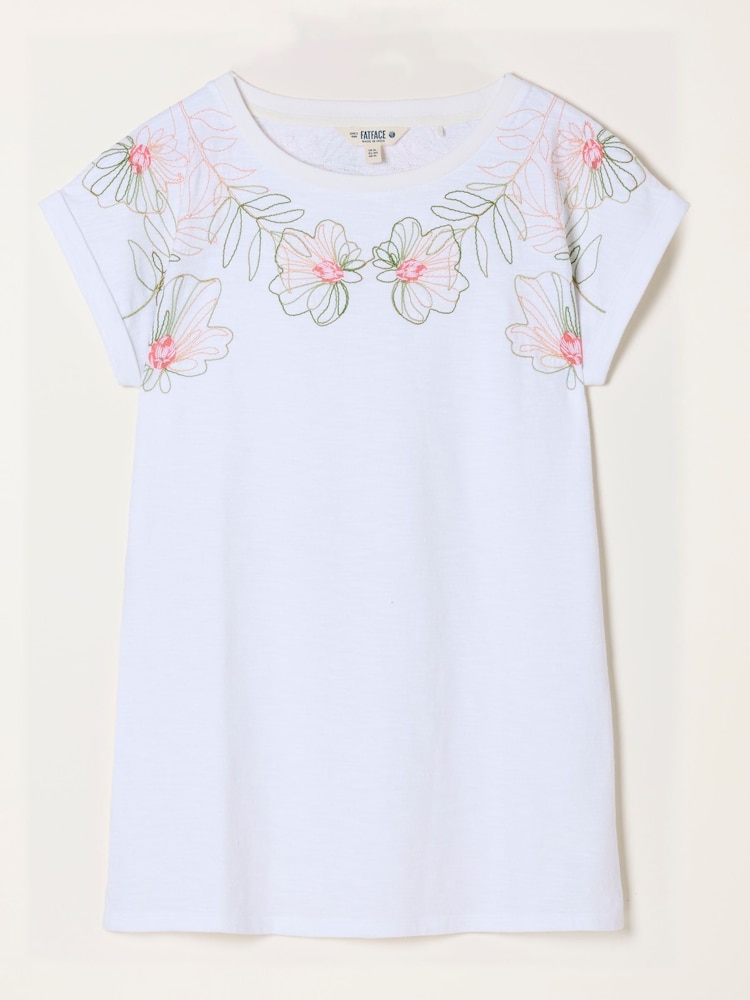 FatFace Ivy White Embroidered Placement Floral T-Shirt - Image 5 of 5 FatFace Ivy White Embroidered Placement Floral T-Shirt - Image 5 of 5