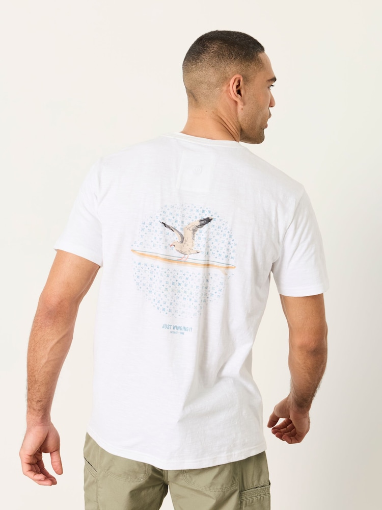 FatFace White Embroidered Bird Graphic Tshirt - Image 1 of 7