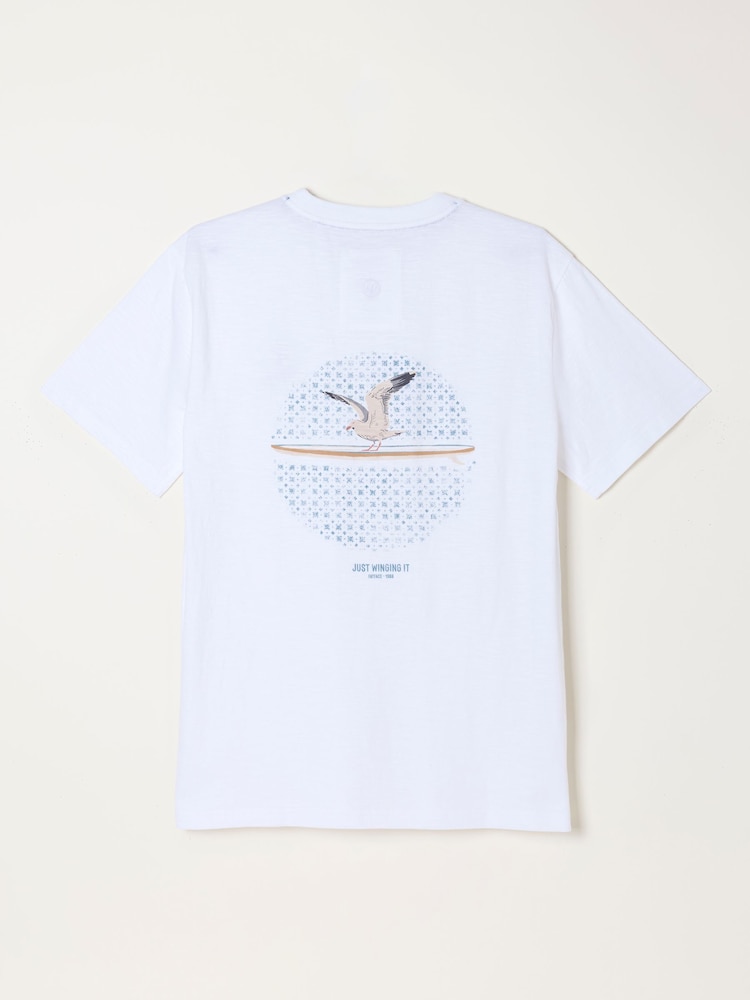FatFace White Embroidered Bird Graphic Tshirt - Image 7 of 7