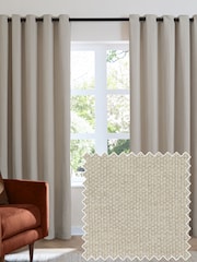 Furn Natural Soft Chenille Lined Eyelet Curtains - Image 1 of 7