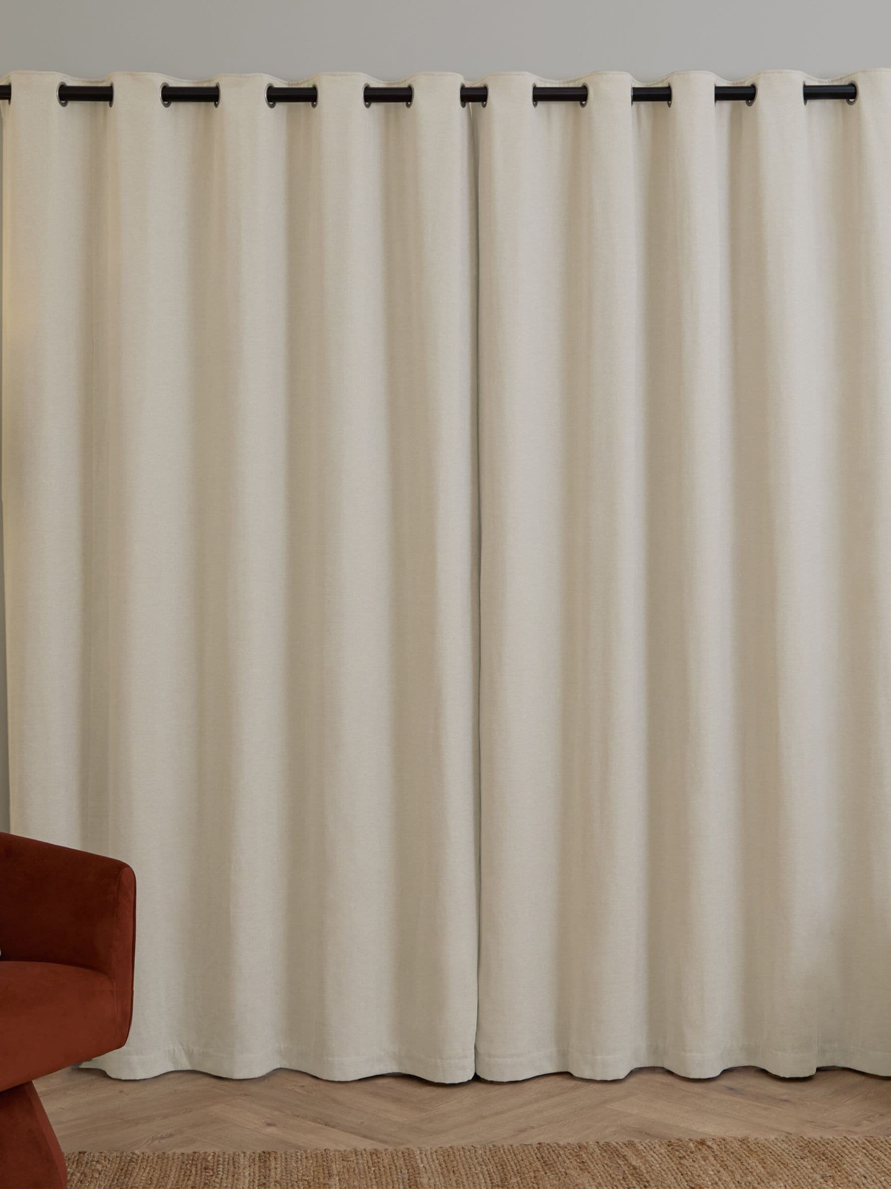 Buy Furn Ecru Lightweight Chenille Eyelet Blackout Curtains from