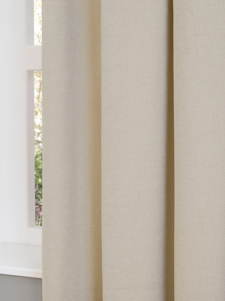 Furn Ecru Lightweight Chenille Eyelet Blackout Curtains - Image 4 of 4