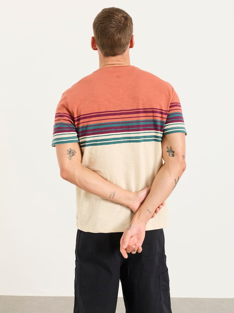 FatFace Terracotta Ripley Chest Stripe T-Shirt - Image 2 of 5