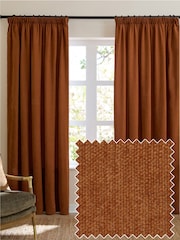 Furn Rust Soft Chenille Lined Pencil Pleat Curtains - Image 1 of 7