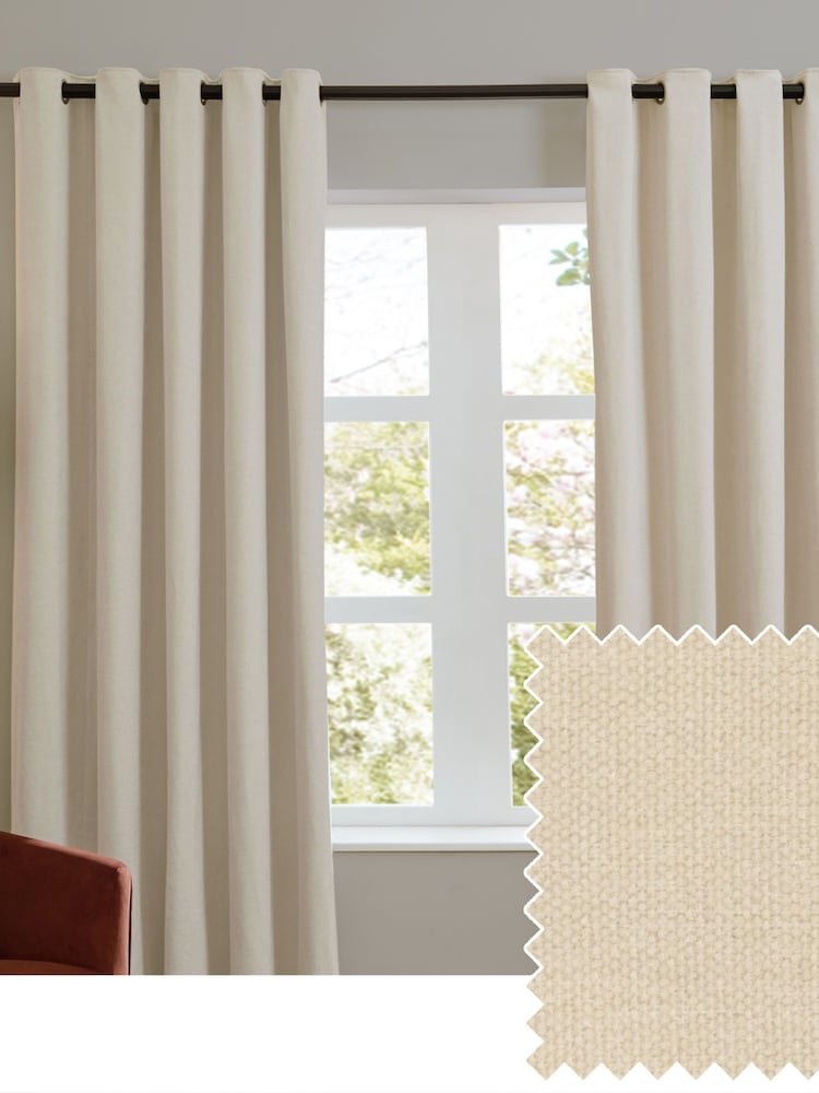 Furn Soft Chenille 100% Blackout & Thermal Eyelet Curtains - Image 1 of 7