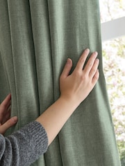 Furn Green Soft Chenille Lined Pencil Pleat Curtains - Image 3 of 7