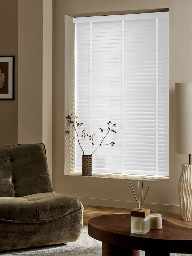 White Alina Made To Measure 50mm Starwood Fauxwood 25mm Tranquil Taped Venetian Blinds - Image 2 of 5