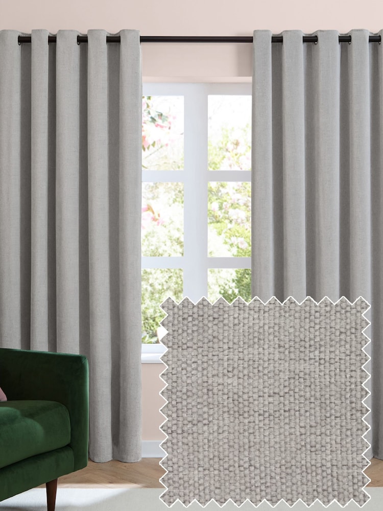 Furn Soft Chenille 100% Blackout Eyelet Curtains - Image 1 of 8 Furn Soft Chenille 100% Blackout Eyelet Curtains - Image 1 of 8