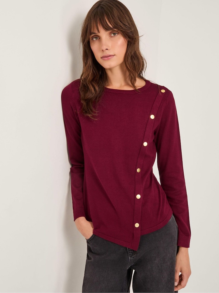 Monsoon Red Bonnie Asymmetrical Button Jumper - Image 1 of 4 Monsoon Red Bonnie Asymmetrical Button Jumper - Image 1 of 4