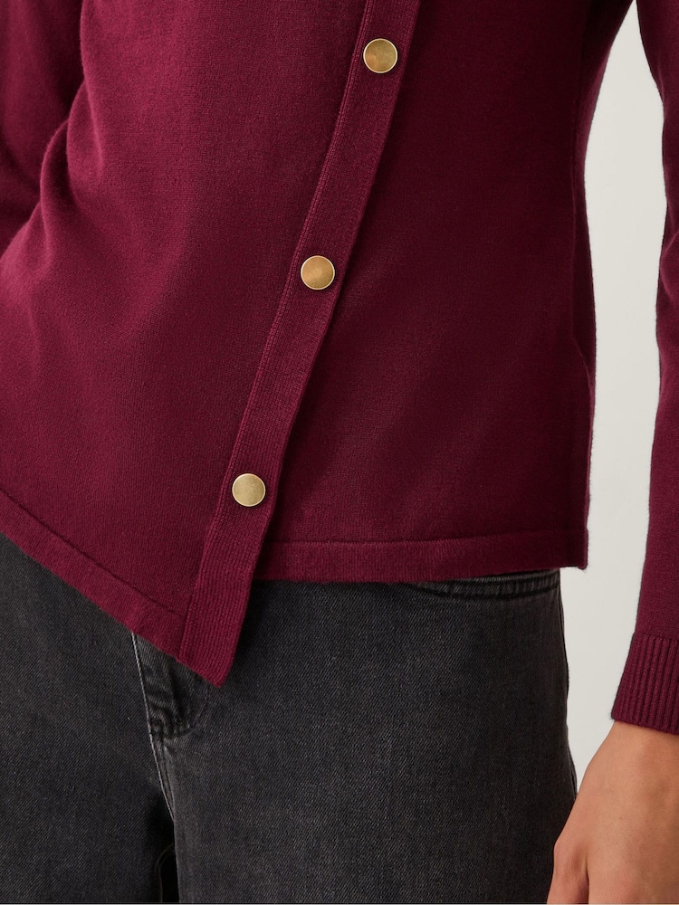 Monsoon Red Bonnie Asymmetrical Button Jumper - Image 2 of 4