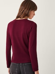 Monsoon Red Bonnie Asymmetrical Button Jumper - Image 3 of 4