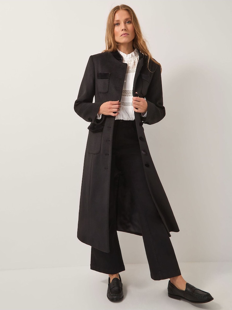 أسود - Monsoon Viv Velvet Trim Military Coat - صورة 1 من 4 أسود - Monsoon Viv Velvet Trim Military Coat - صورة 1 من 4