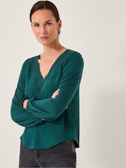 Monsoon Blue Fey Embroidered Lace Blouse - Image 1 of 5