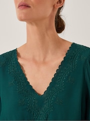 Monsoon Blue Fey Embroidered Lace Blouse - Image 3 of 5