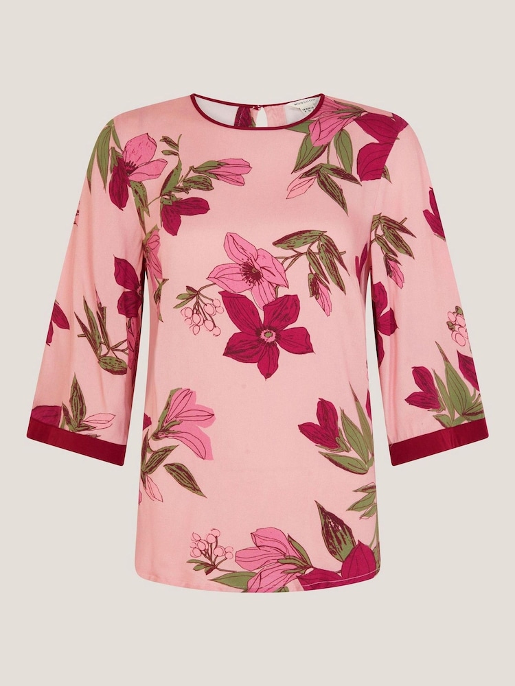 Monsoon Pink Clemmie Floral Print Top - Image 1 of 1