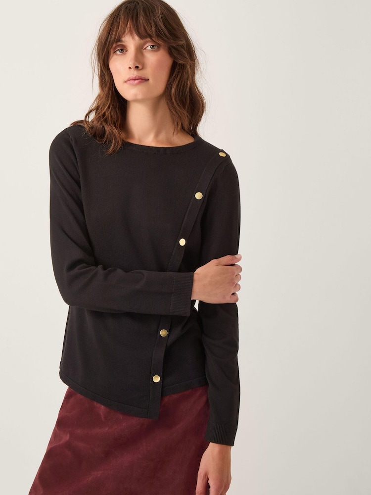 Monsoon Black Bonnie Asymmetrical Button Jumper - Image 1 of 5