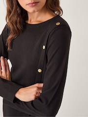 Monsoon Black Bonnie Asymmetrical Button Jumper - Image 3 of 5