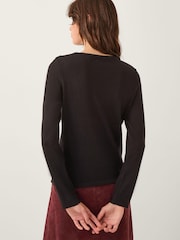 Monsoon Black Bonnie Asymmetrical Button Jumper - Image 4 of 5