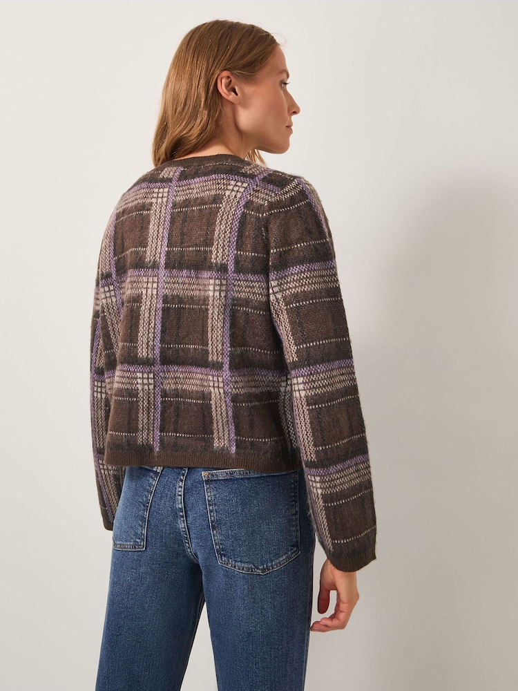 Monsoon Brown Carmen Check Cardigan - Image 2 of 4 Monsoon Brown Carmen Check Cardigan - Image 2 of 4