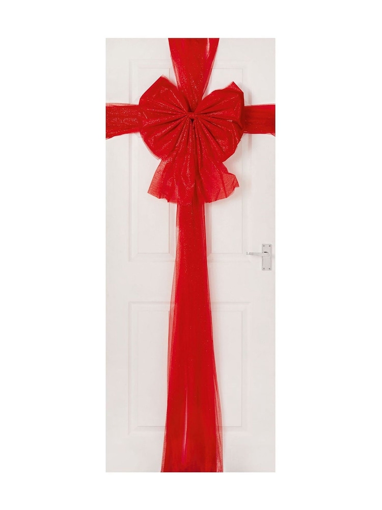 Premier Decorations Ltd 48cm x 60cm Red Christmas Door Bow - Image 1 of 2 Premier Decorations Ltd 48cm x 60cm Red Christmas Door Bow - Image 1 of 2
