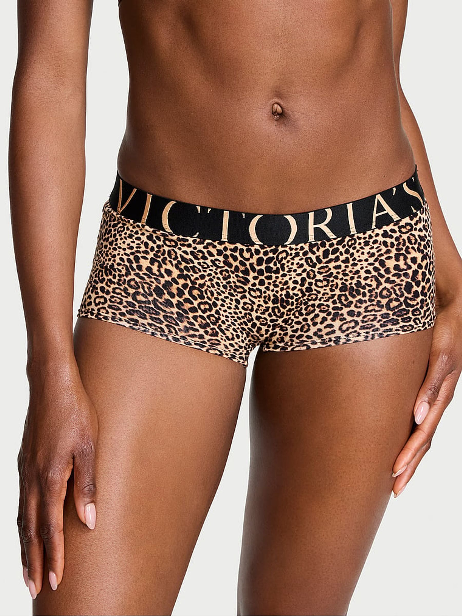 Victoria's Secret Leopard Brown Short Exploded Logo Knickers