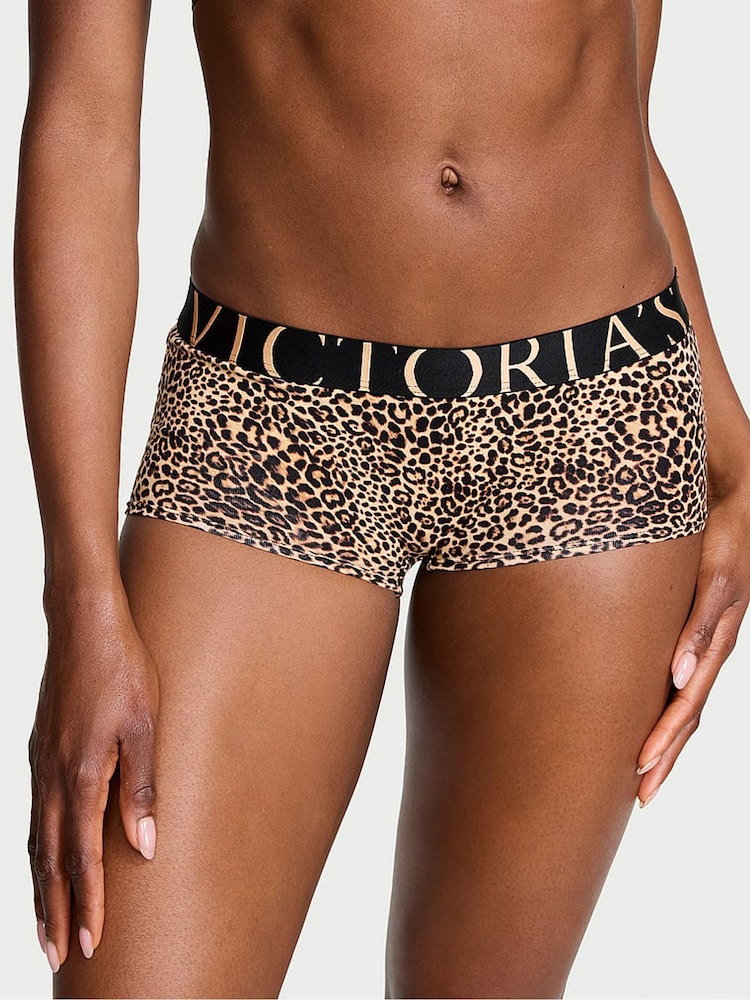Victoria's Secret Leopard Brown Short Exploded Logo Knickers - Image 1 of 2 Victoria's Secret Leopard Brown Short Exploded Logo Knickers - Image 1 of 2