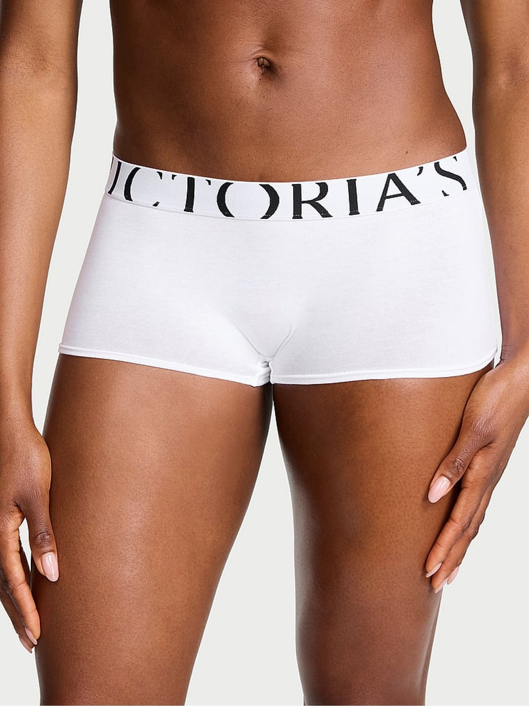 Victoria's Secret White Short Exploded Logo Knickers