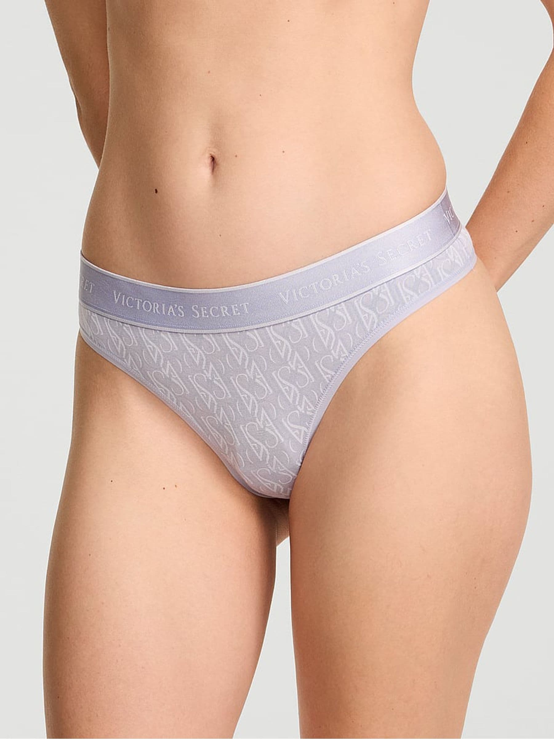 Victoria's Secret Icy Lavender Purple Lockup Thong Logo Knickers