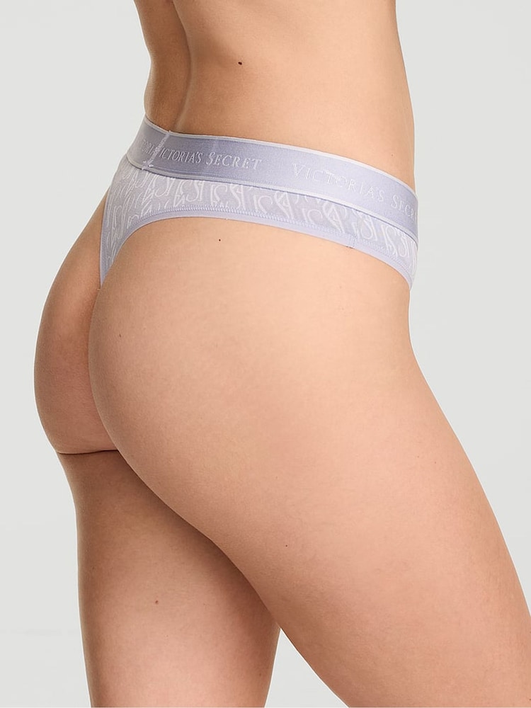 Victoria's Secret Icy Lavender Purple Lockup Thong Logo Knickers - Image 2 of 2
