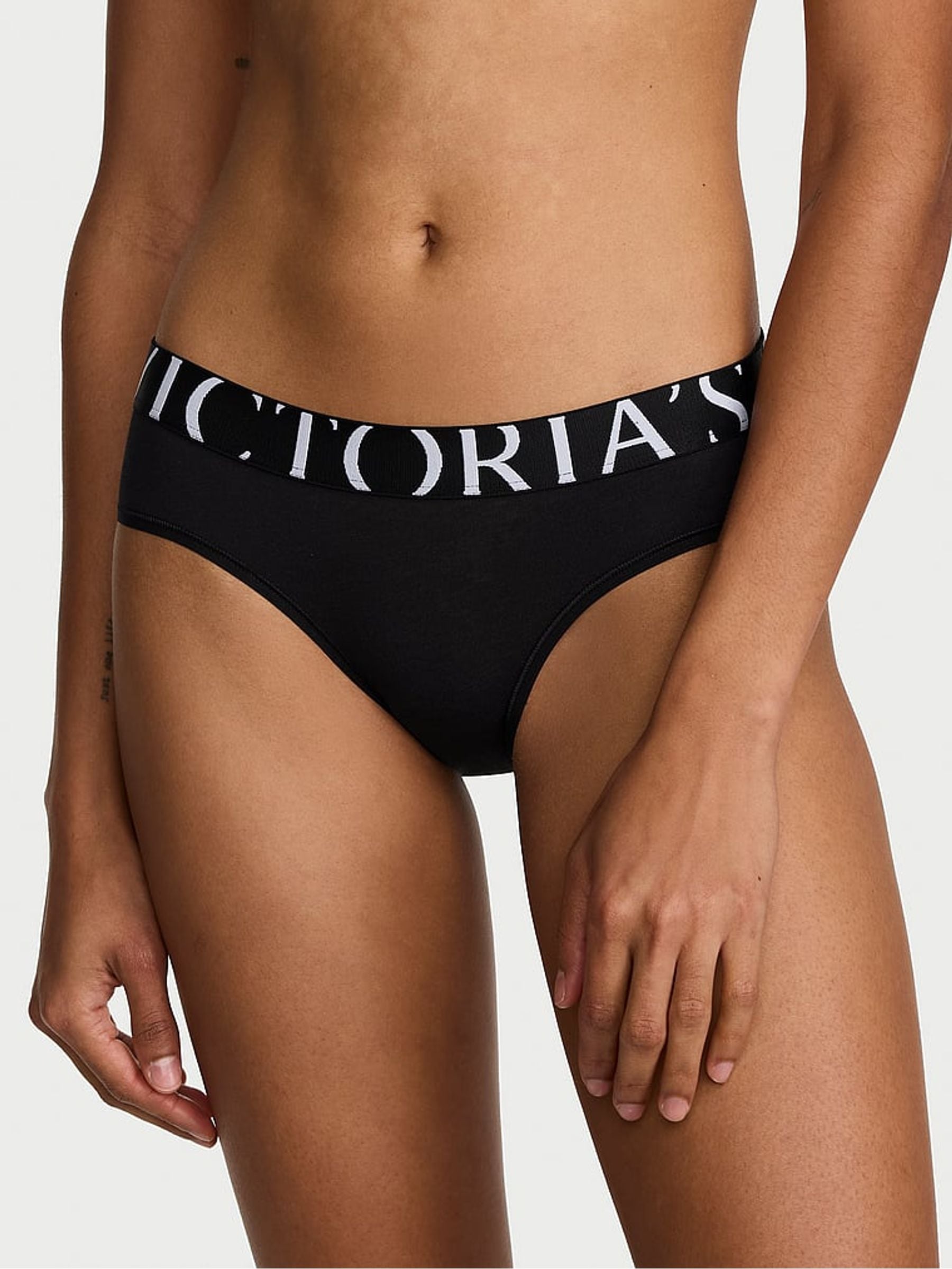 Victoria's Secret Black Hipster Exploded Logo Knickers