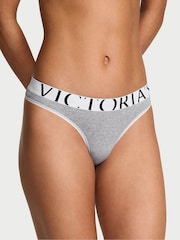 Victoria's Secret Medium Heather Grey Thong Exploded Logo Knickers - Image 1 of 3