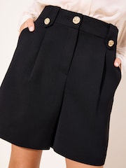 Black Tailored Tab Waist Shorts - Image 2 of 4