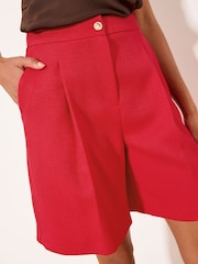Lipsy Red Red Bermuda Cross Hatch Tailored Shorts - Image 2 of 5